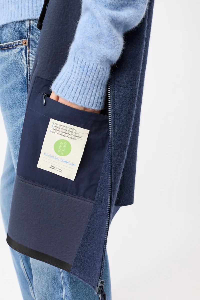 Kapuzenjacke aus Walk mit Membran (Steel Blue)