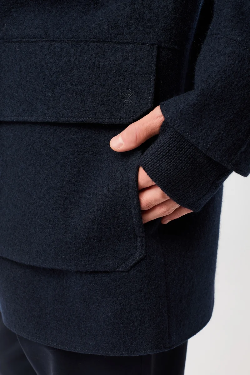 Parka aus Techno Felt mit großen Taschen (Navy)