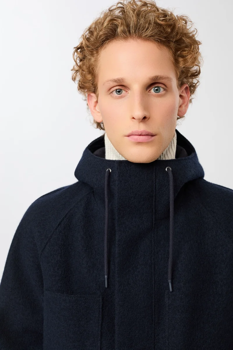 Parka aus Techno Felt mit großen Taschen (Navy)
