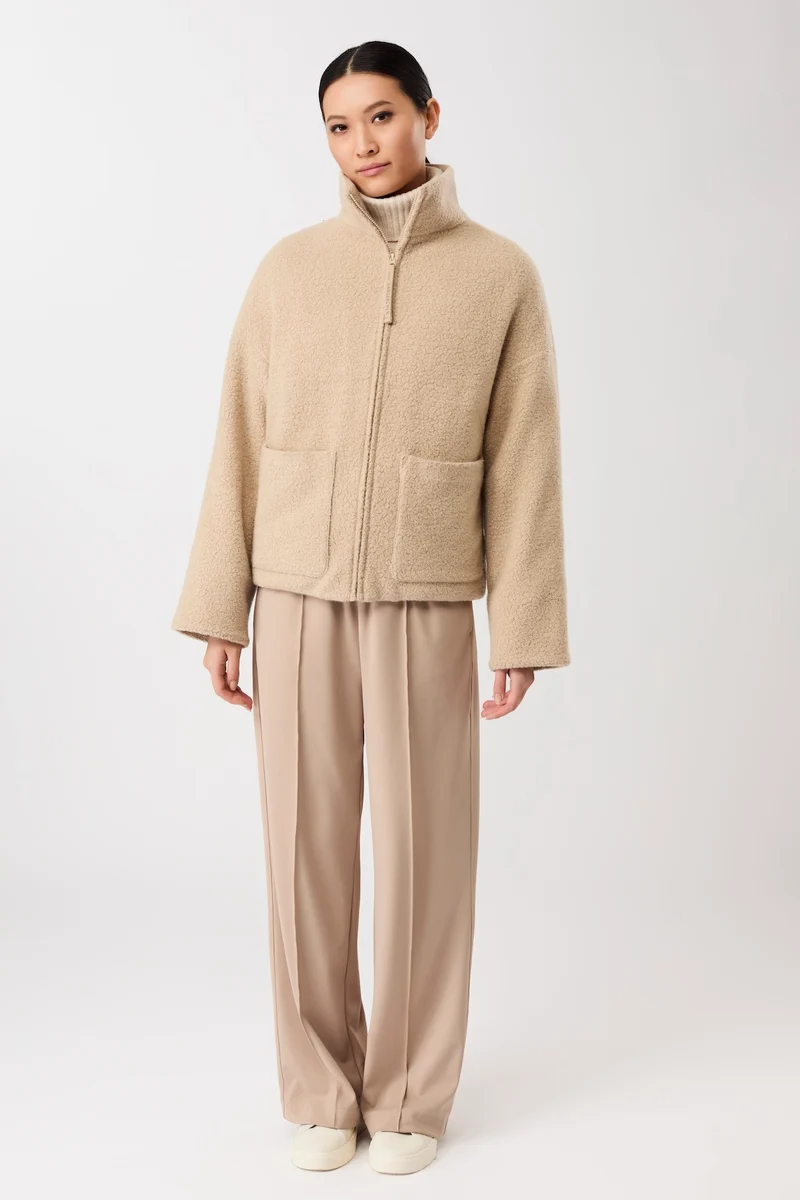 Jacke mit Stehkragen aus Woll-Fleece (Limestone)