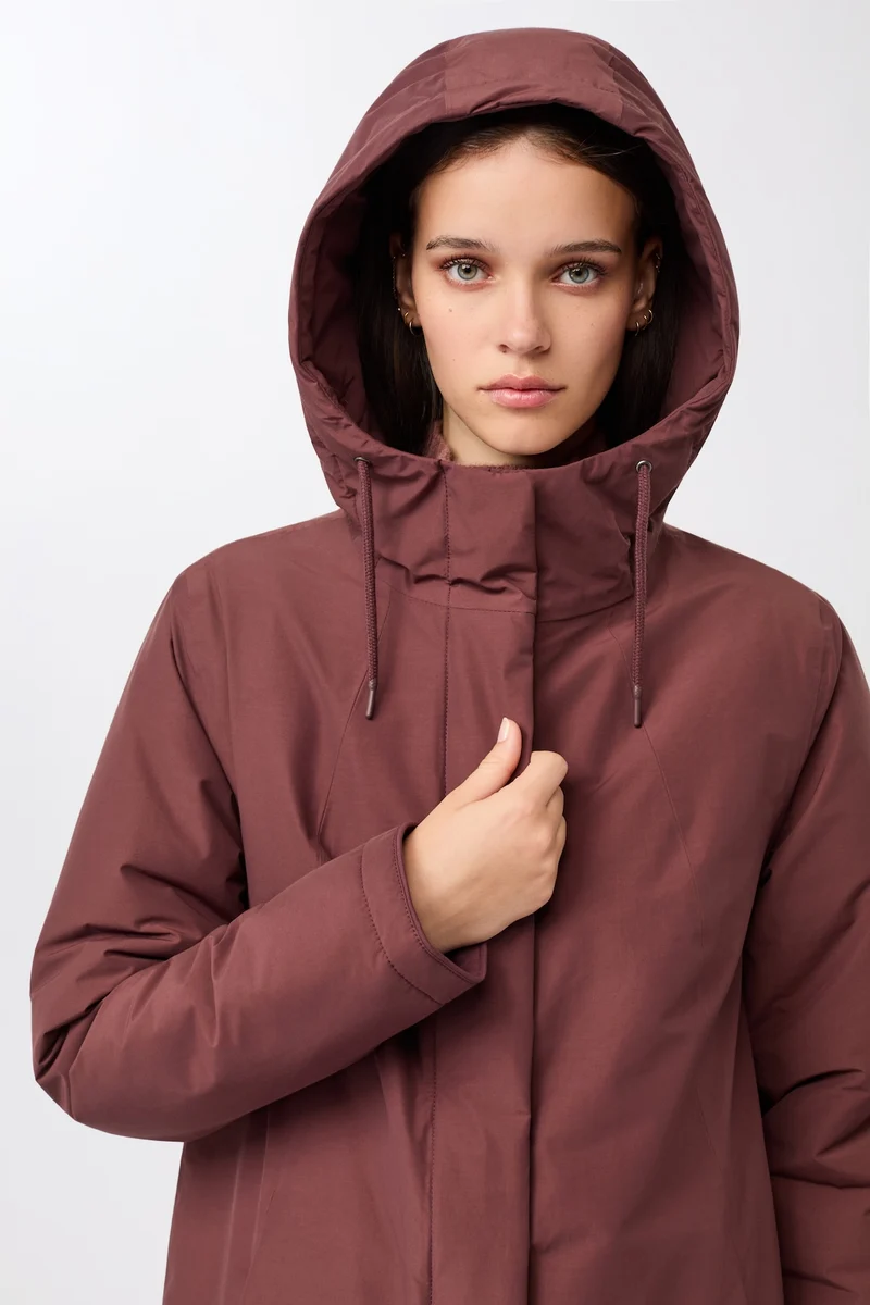 Wattierter Parka leicht tailliert (Burgundy)