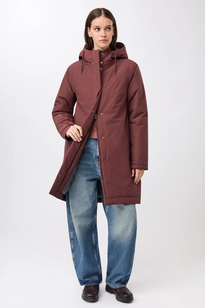 Wattierter Parka leicht tailliert (Burgundy)