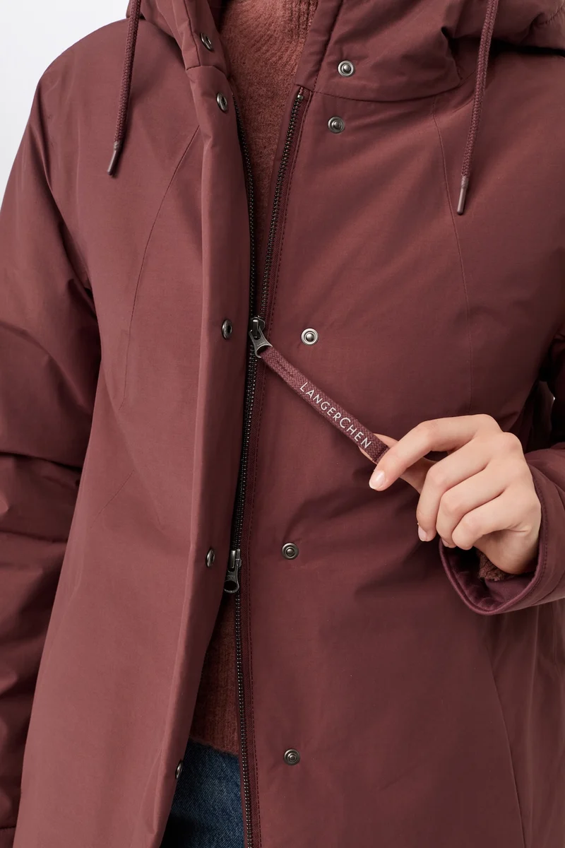 Wattierter Parka leicht tailliert (Burgundy)