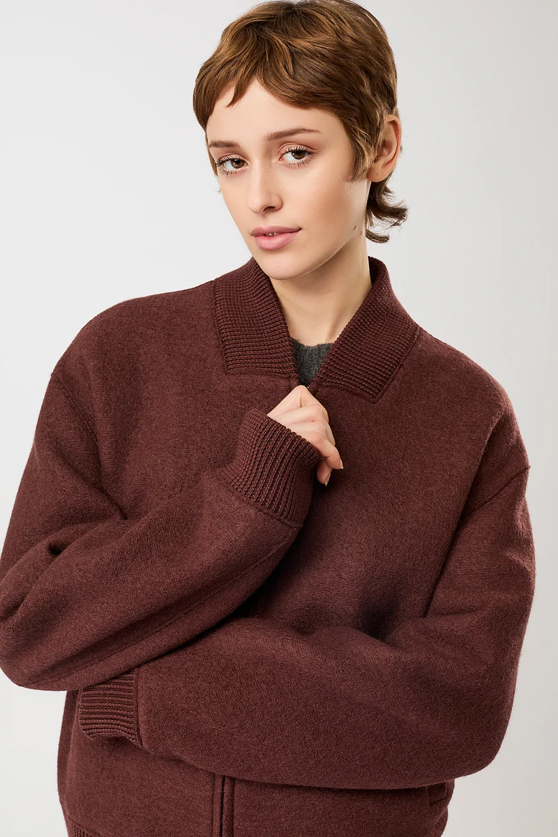 90er Bomber Style mit Rippe (Burgundy)