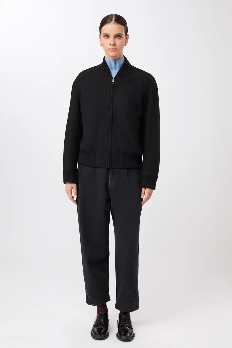 90er Bomber Style mit Rippe (Black)