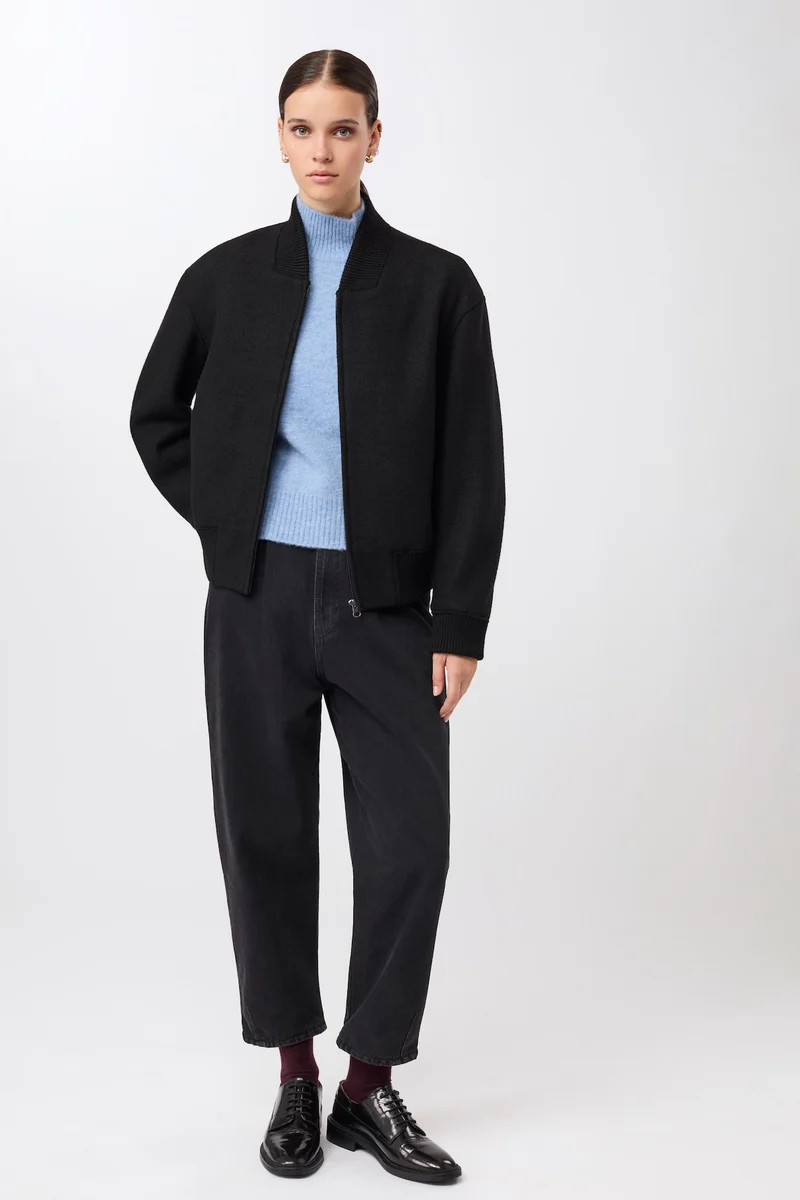 90er Bomber Style mit Rippe (Black)