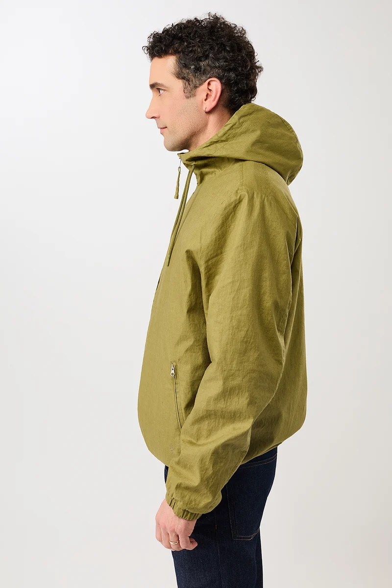 Kurze Jacke aus beschichtetem Leinen (Green Olive)