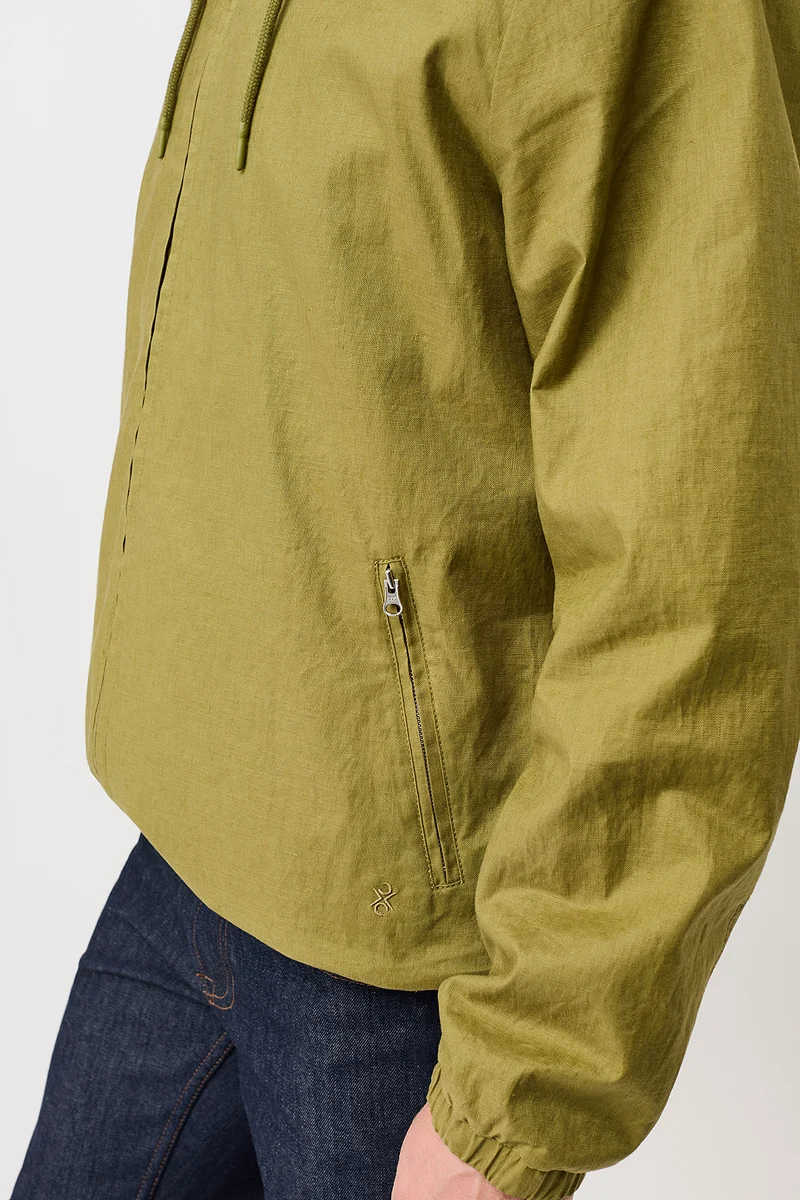 Kurze Jacke aus beschichtetem Leinen (Green Olive)