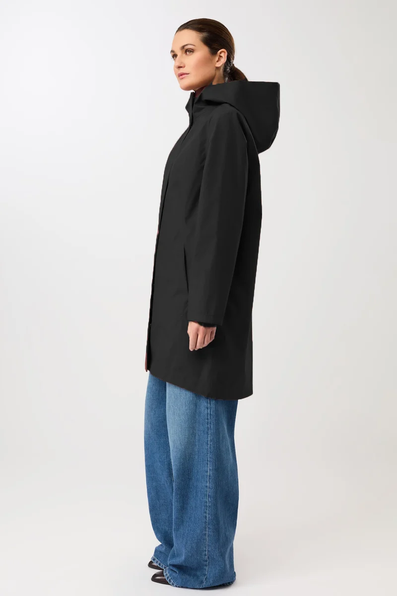 Schmaler Regenparka mit verdecktem Reissverschluß (Black)