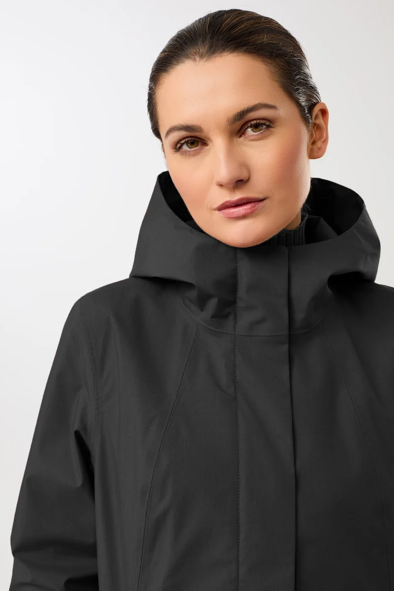 Schmaler Regenparka mit verdecktem Reissverschluß (Black)