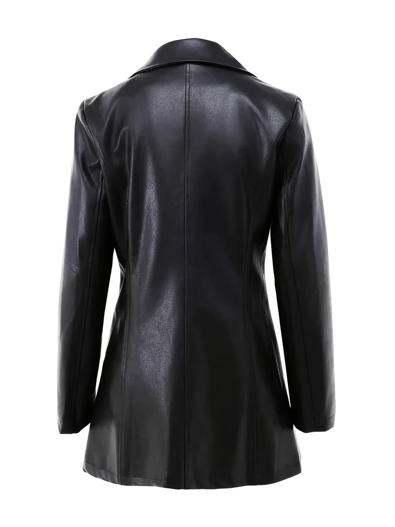 Camille | Elegant Mid-Length Faux-Leather Trench Coat