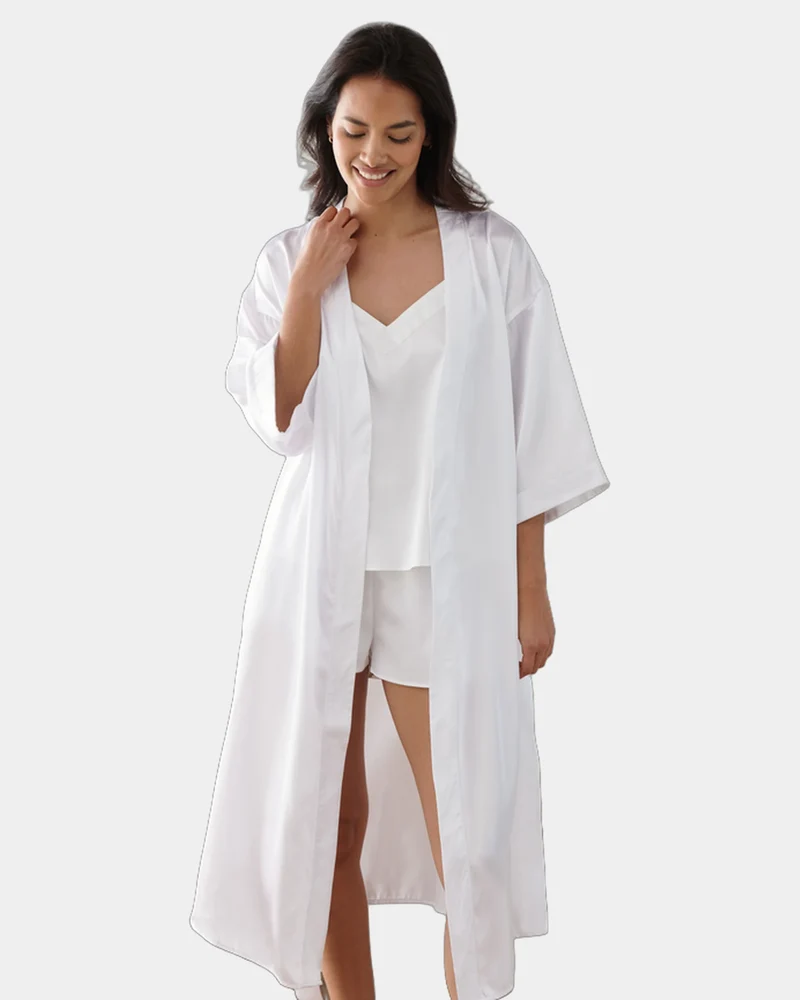 Damen-Bademantel Satin Kimono-Stil zum Personalisieren