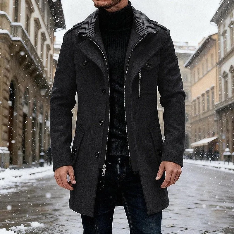 William | Modern Double-Breasted Trench Coat For Men
