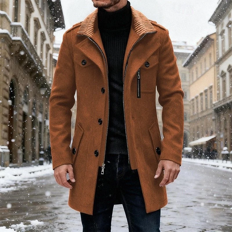 William | Modern Double-Breasted Trench Coat For Men