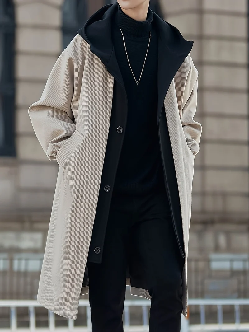 Zachary | Refined Hooded Longline Trench Coat