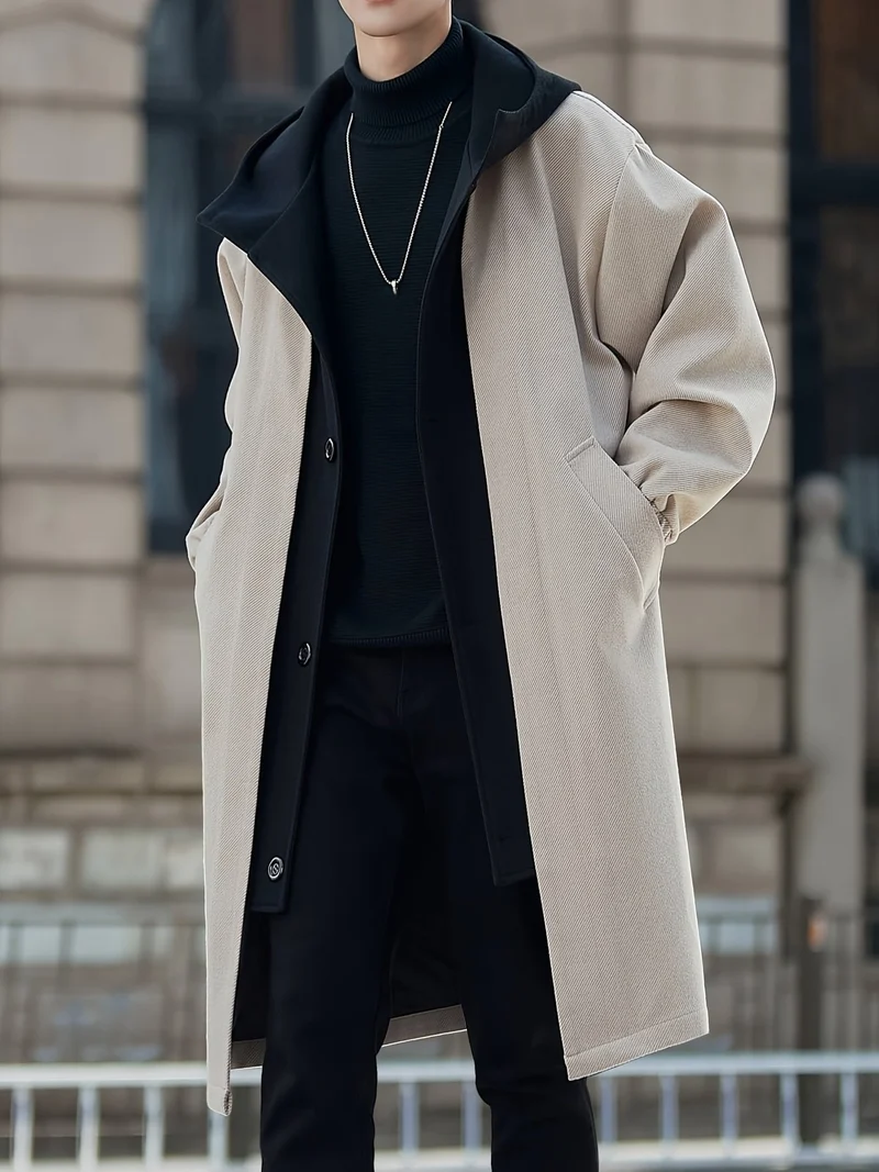 Zachary | Refined Hooded Longline Trench Coat