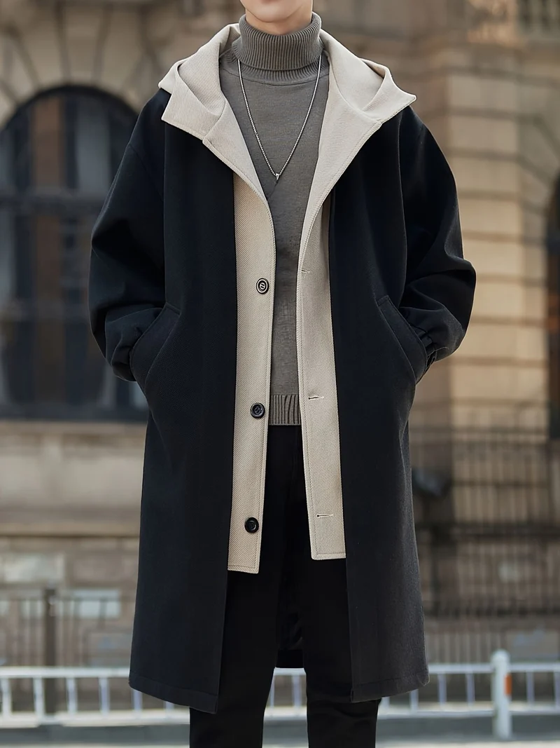 Zachary | Refined Hooded Longline Trench Coat
