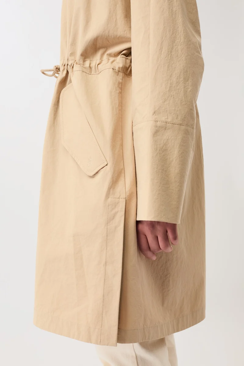 Langer Parka mit seitlichen Drucknöpfen und Ärmelaufschlag (Natural)