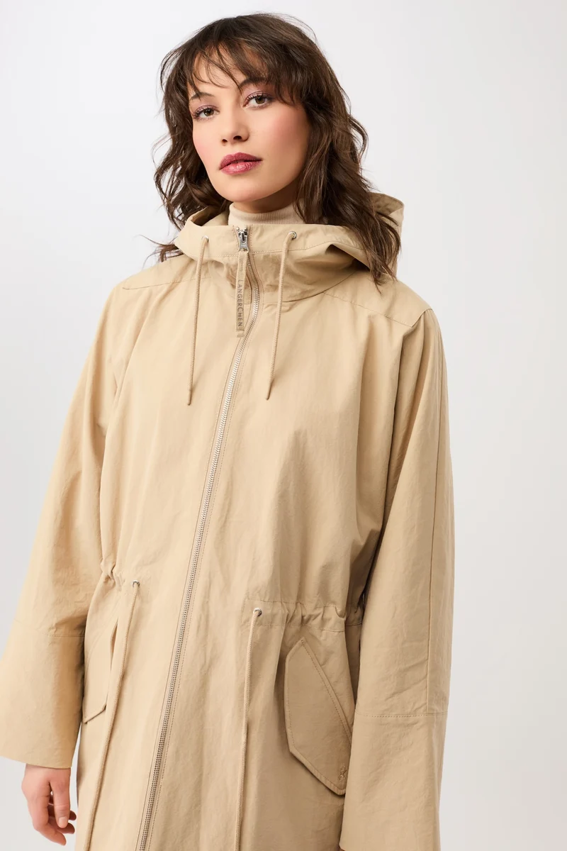 Langer Parka mit seitlichen Drucknöpfen und Ärmelaufschlag (Natural)