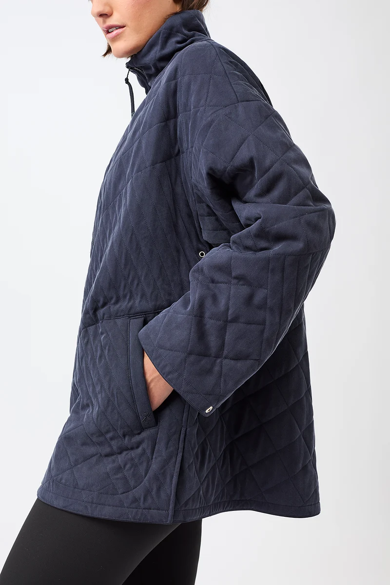 Gesteppte Jacke aus Tencel® mit Stehkragen (Navy)