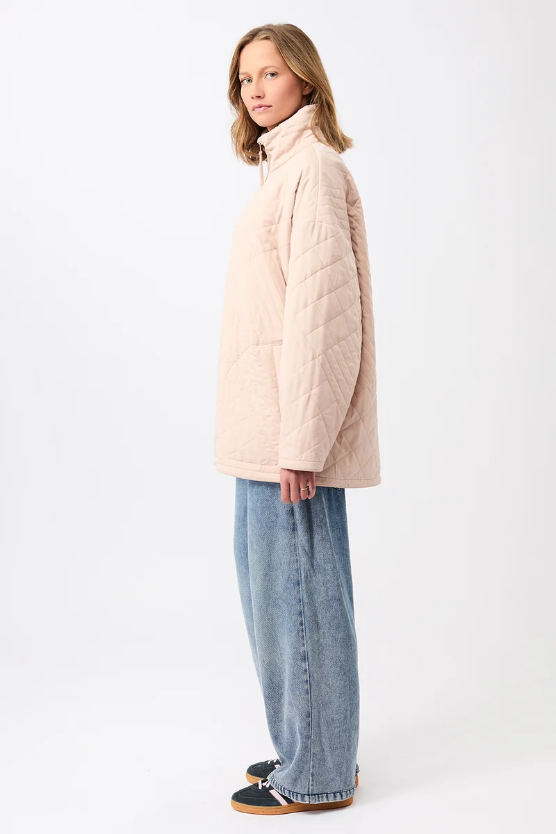 Gesteppte Jacke aus Tencel® mit Stehkragen (Blush)