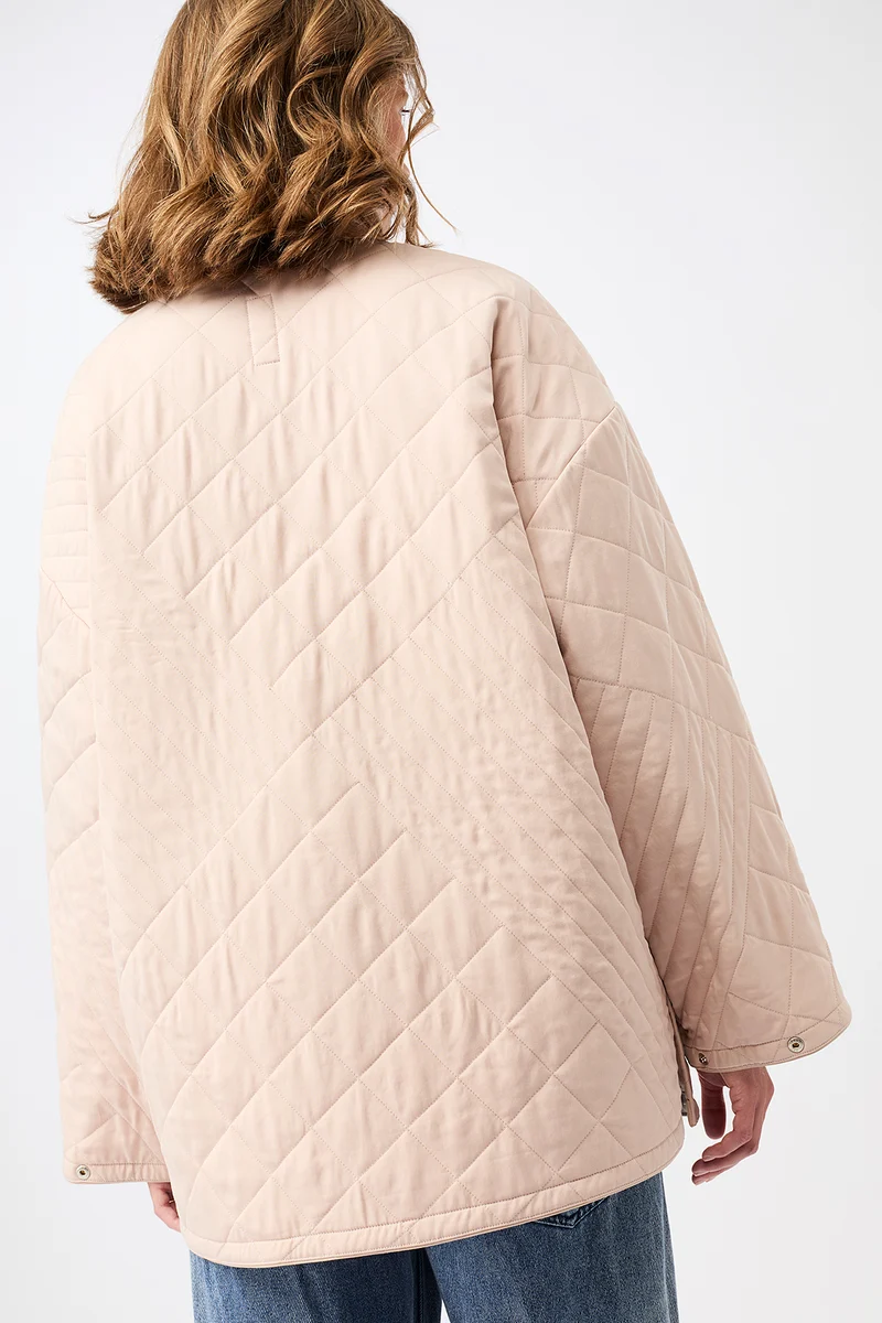 Gesteppte Jacke aus Tencel® mit Stehkragen (Blush)