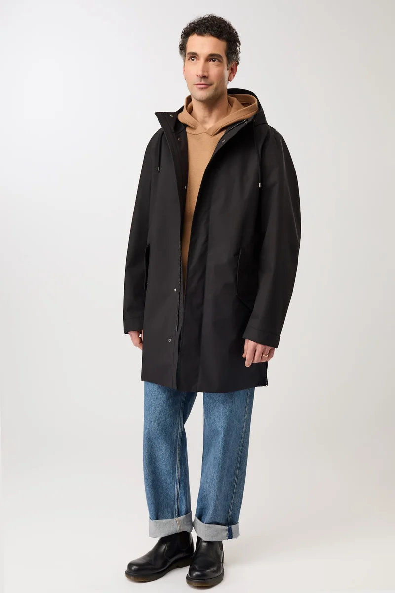 Regenparka mit seitlichen Reißverschlüssen am Saum (Black)