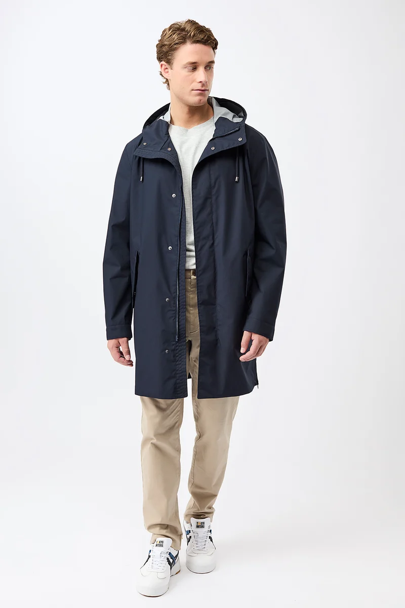 Regenparka mit seitlichen Reißverschlüssen am Saum (Navy)