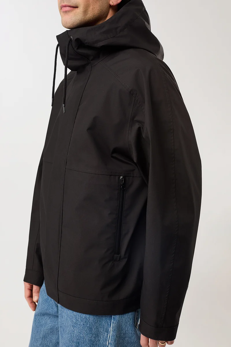 Kapuzenjacke mit verdeckter Knopfleiste (Black)