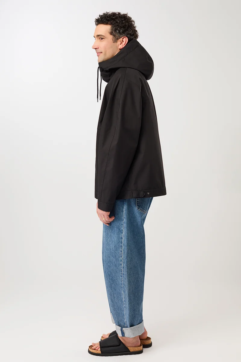 Kapuzenjacke mit verdeckter Knopfleiste (Black)