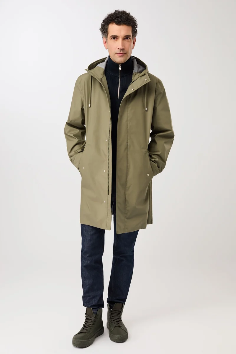 Regenparka mit seitlichen Reißverschlüssen am Saum (Stone Moss)