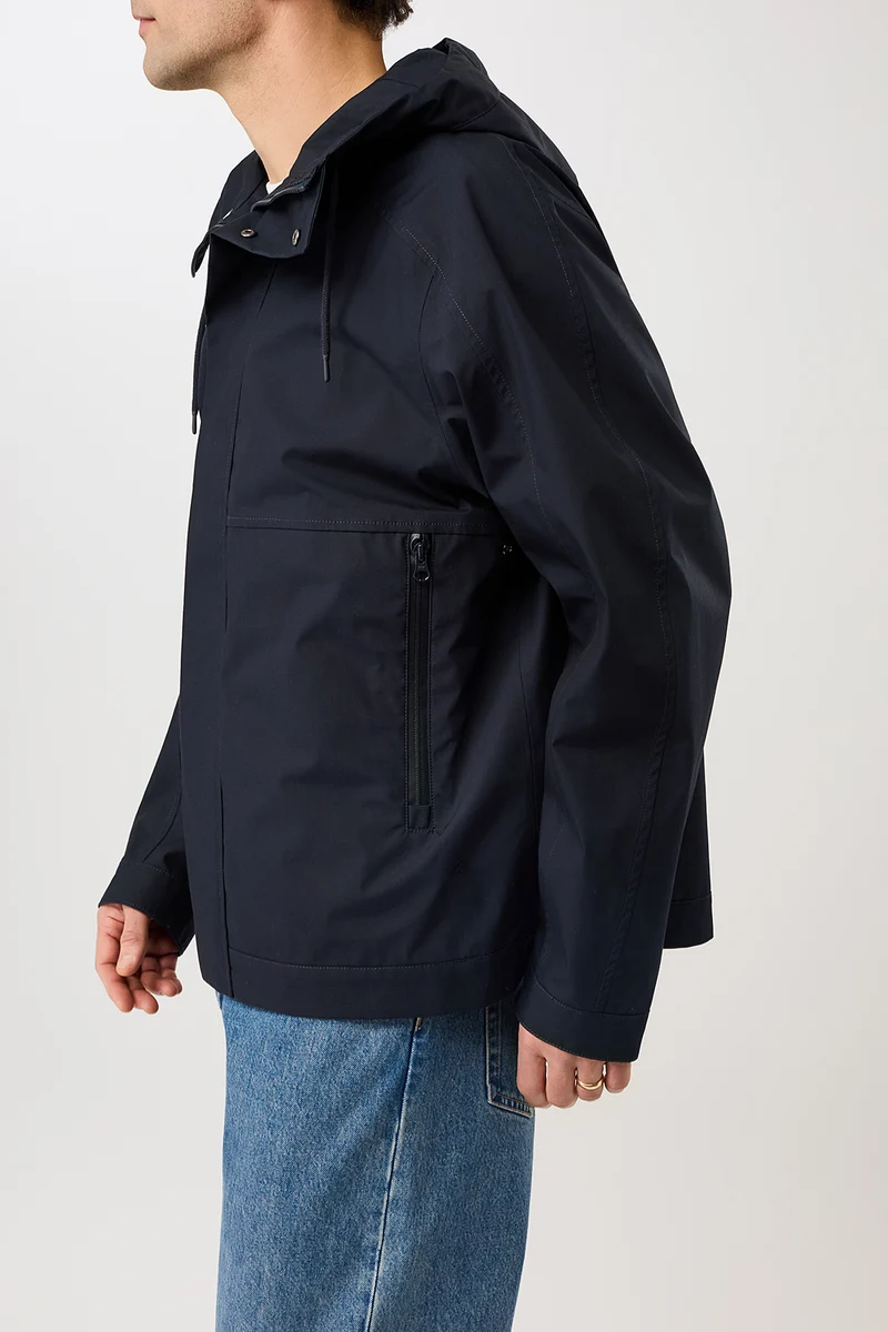 Kapuzenjacke mit verdeckter Knopfleiste (Navy)