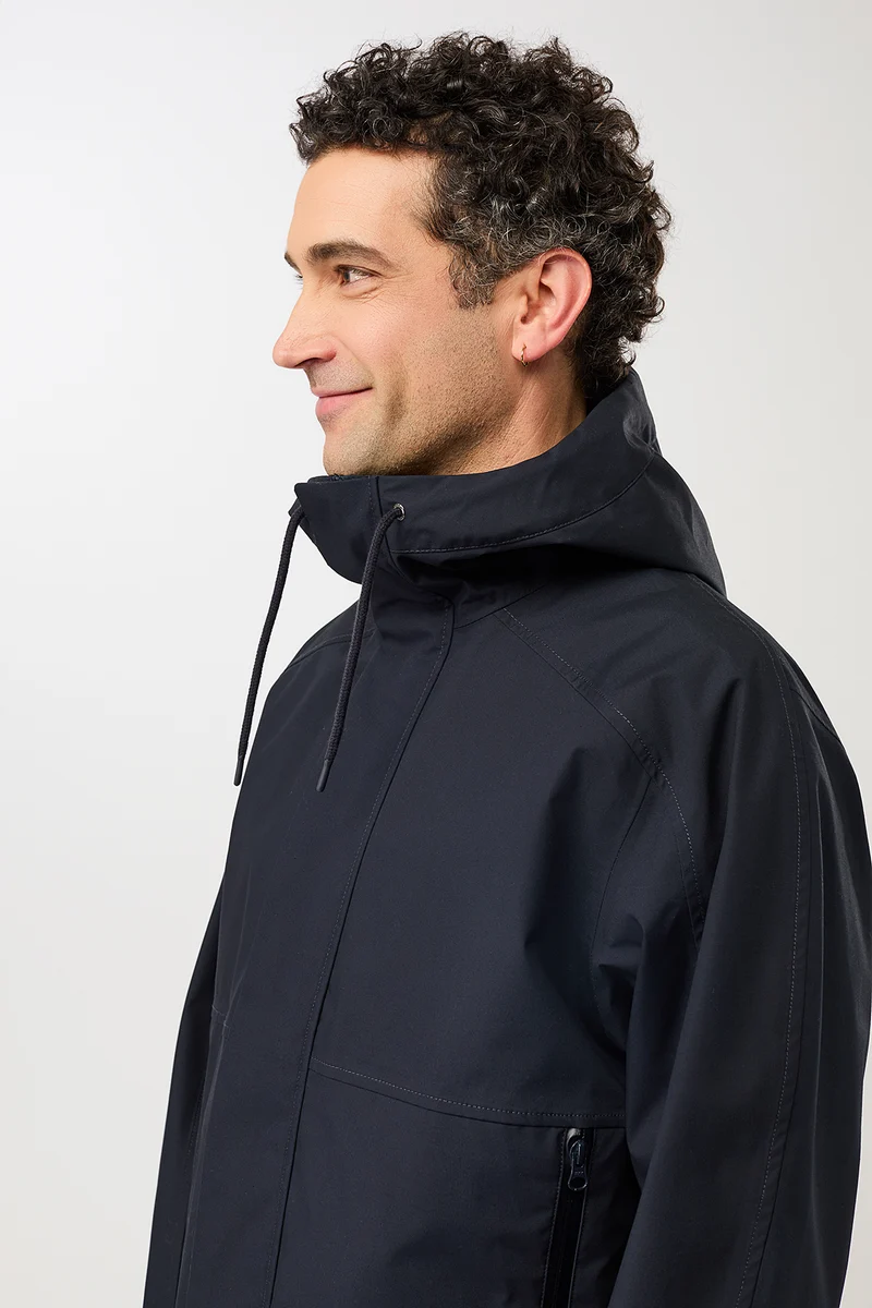 Kapuzenjacke mit verdeckter Knopfleiste (Navy)