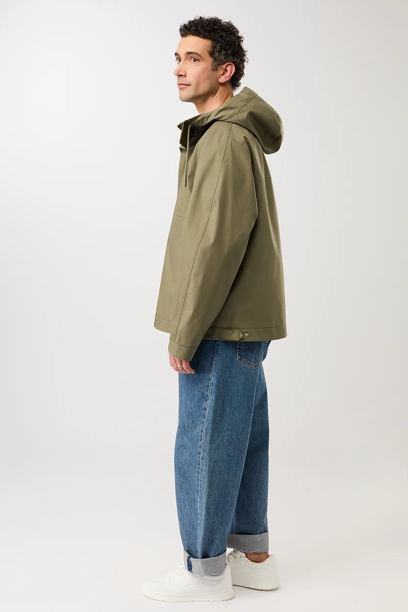 Kapuzenjacke mit verdeckter Knopfleiste (Stone Moss)