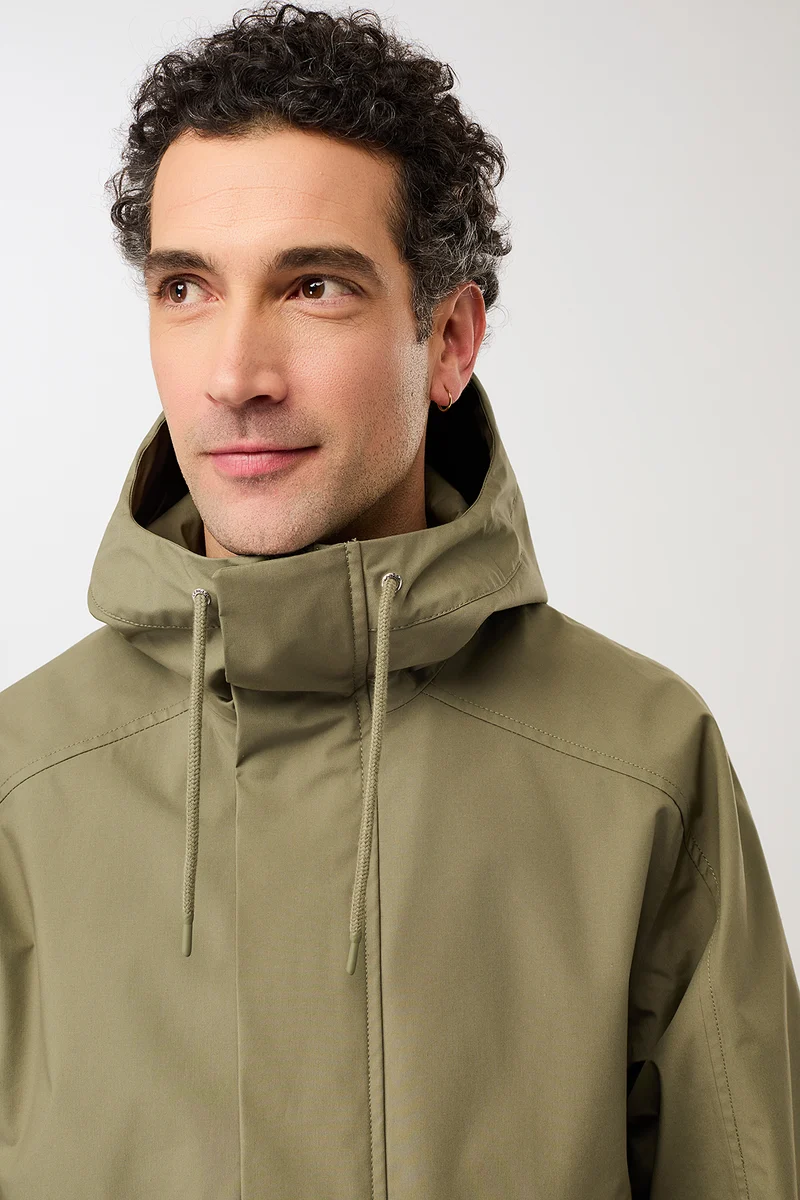 Kapuzenjacke mit verdeckter Knopfleiste (Stone Moss)