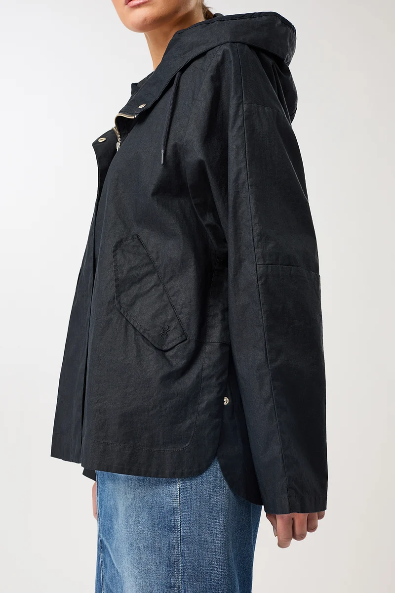 Outdoorjacke aus beschichtetem Leinen (Navy)