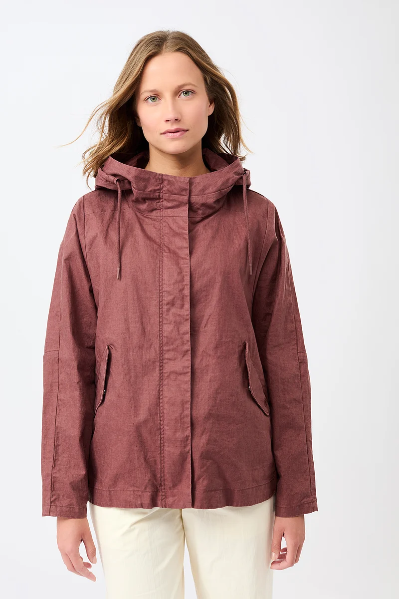 Outdoorjacke aus beschichtetem Leinen (Rubywood)