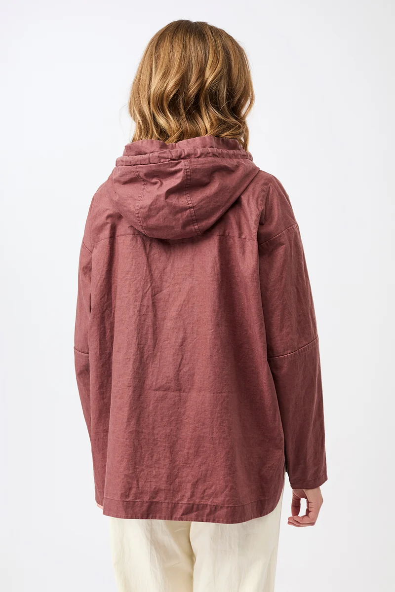 Outdoorjacke aus beschichtetem Leinen (Rubywood)