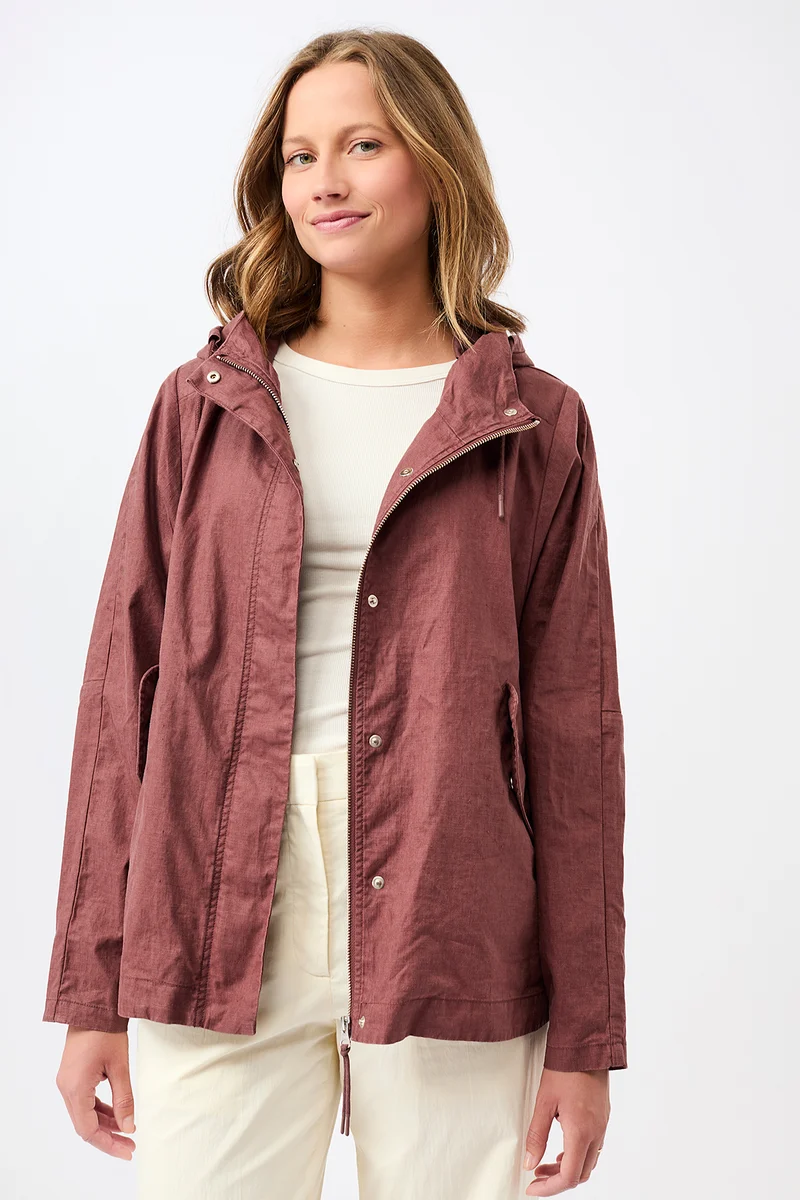 Outdoorjacke aus beschichtetem Leinen (Rubywood)