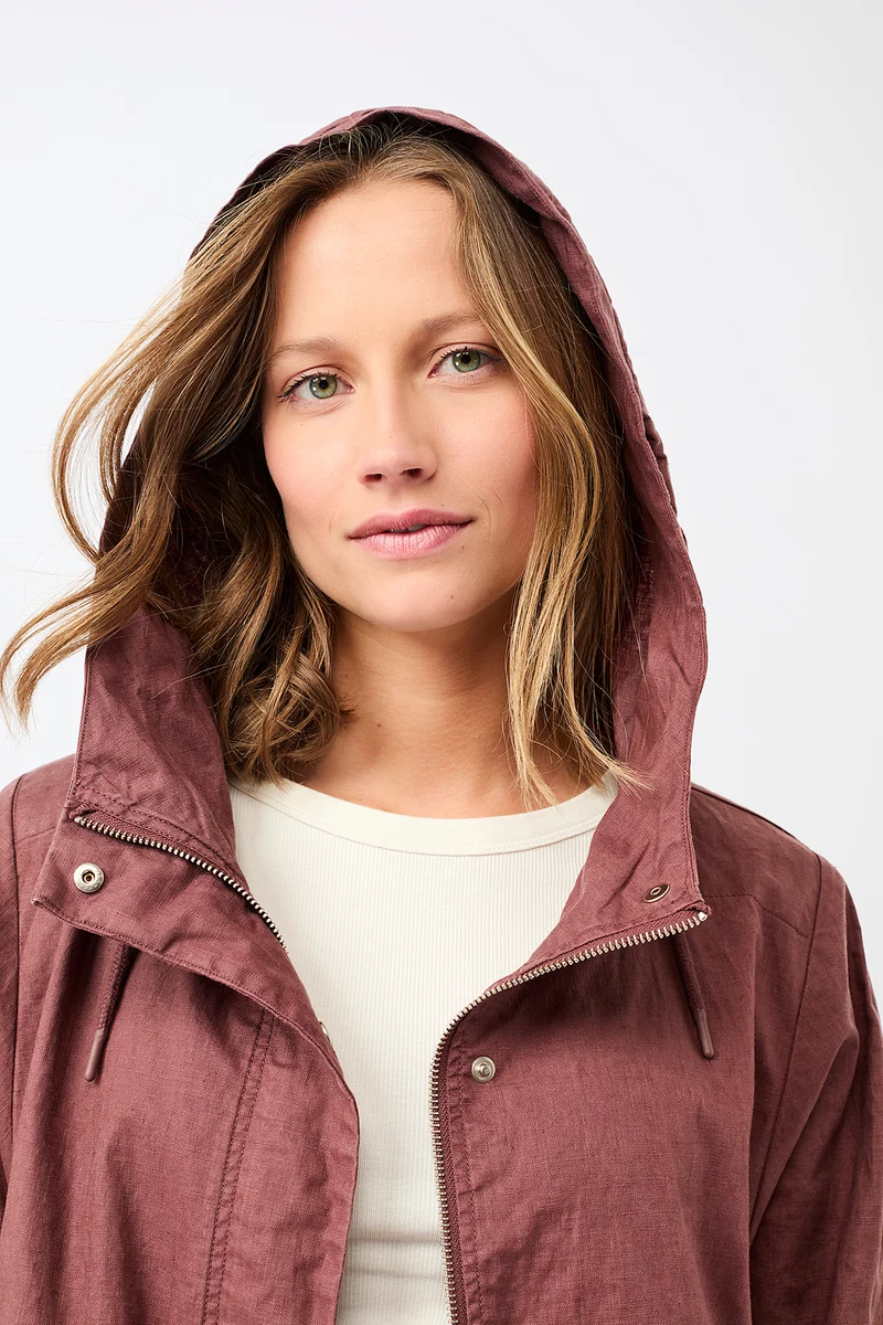 Outdoorjacke aus beschichtetem Leinen (Rubywood)
