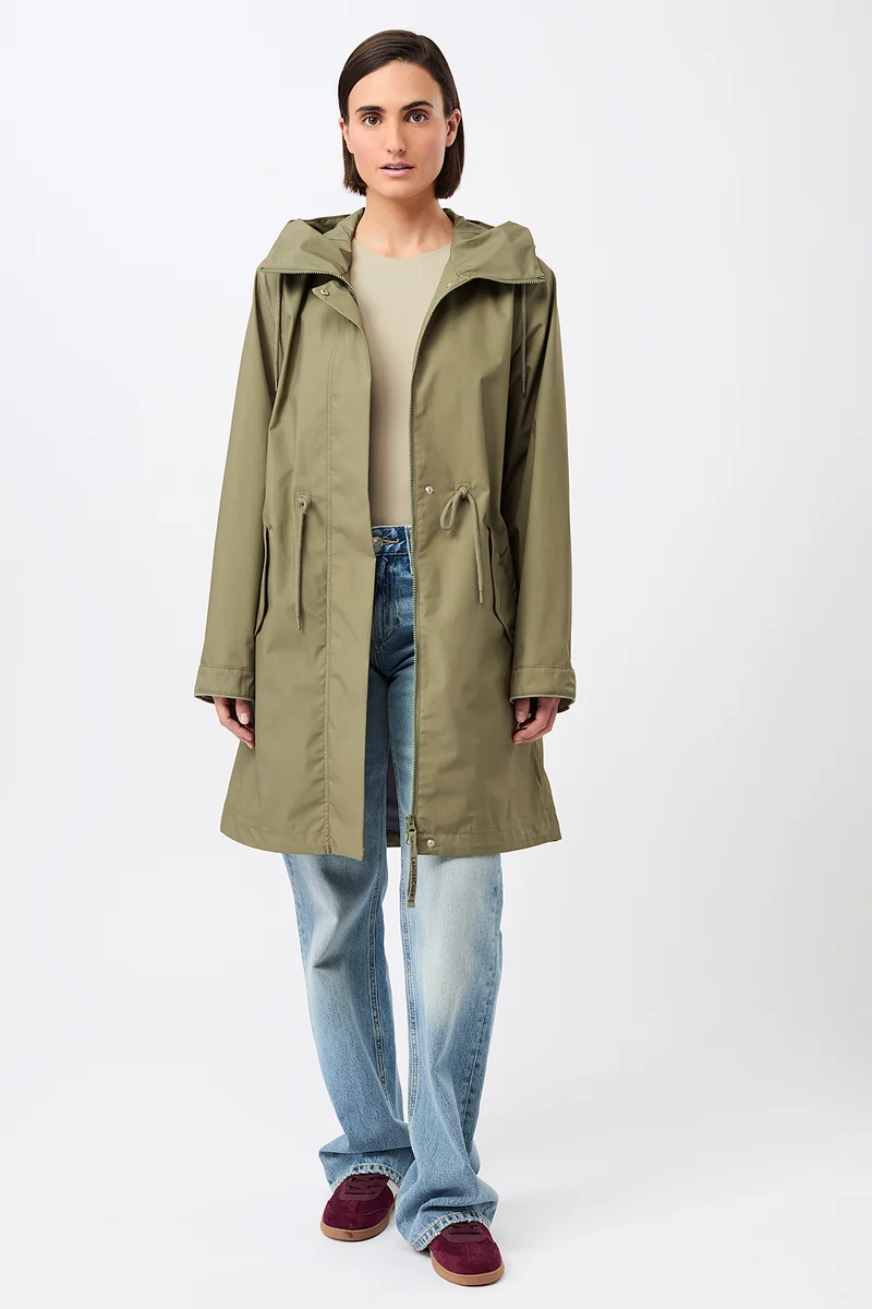 Langer Parka mit Leistentasche (Stone Moss)