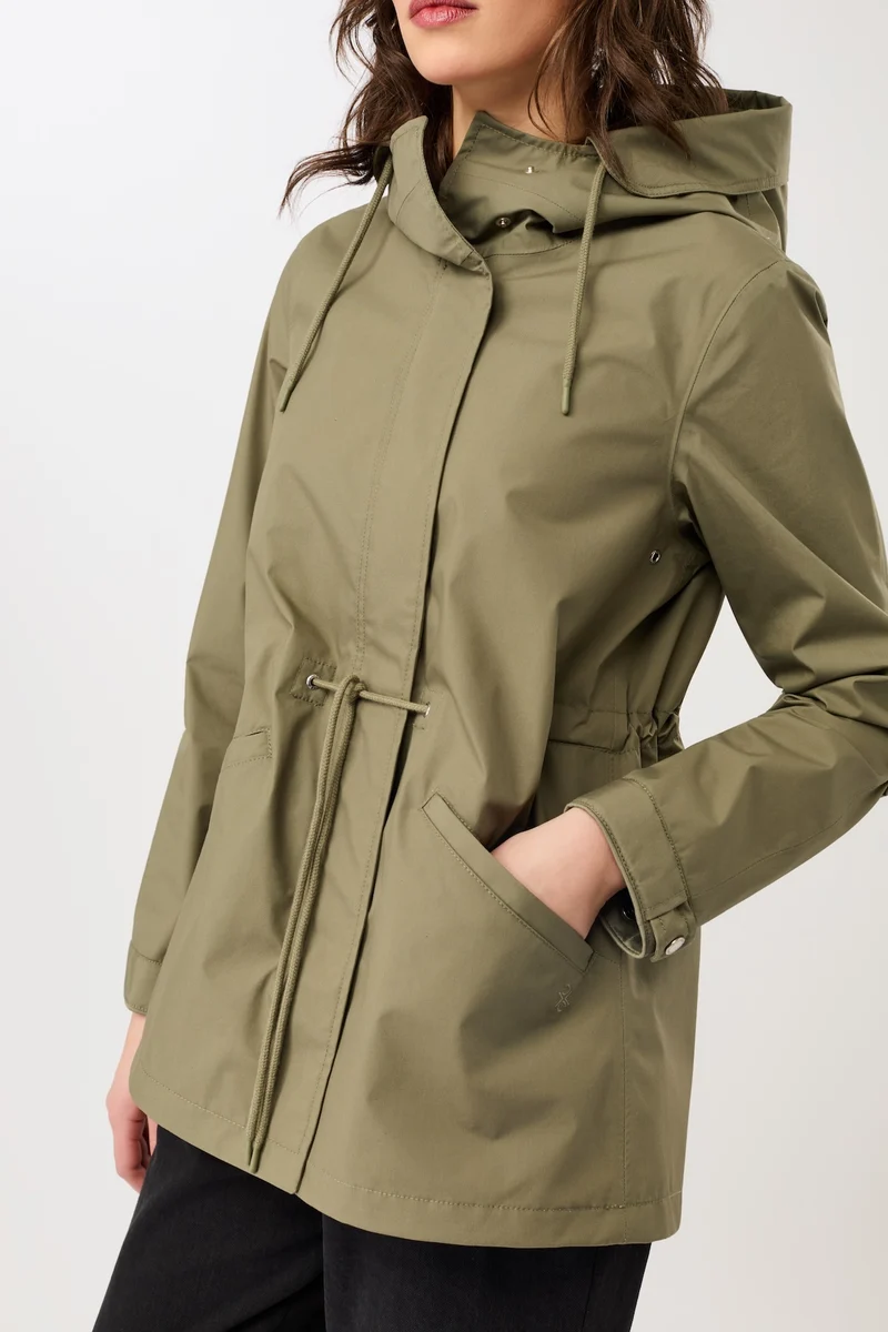 Kurzer Regenparka aus Bio-Baumwolle (Stone Moss)