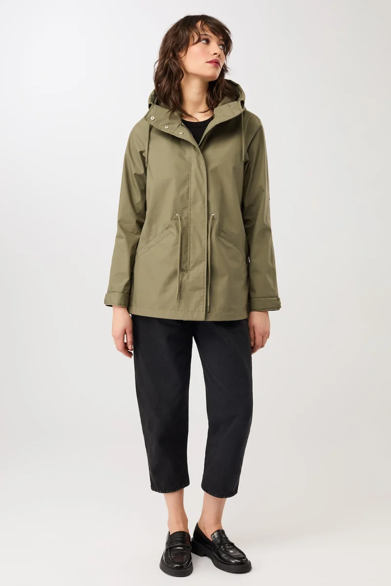 Kurzer Regenparka aus Bio-Baumwolle (Stone Moss)