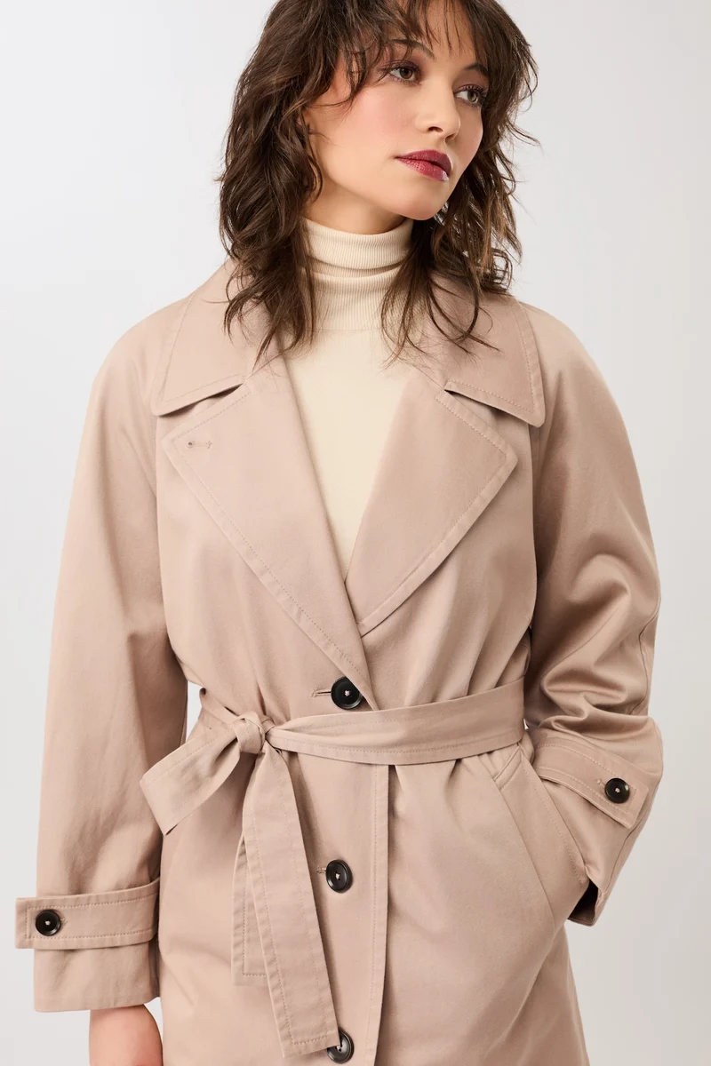 Klassischer Trenchcoat aus Bio-Baumwolle (Blush)