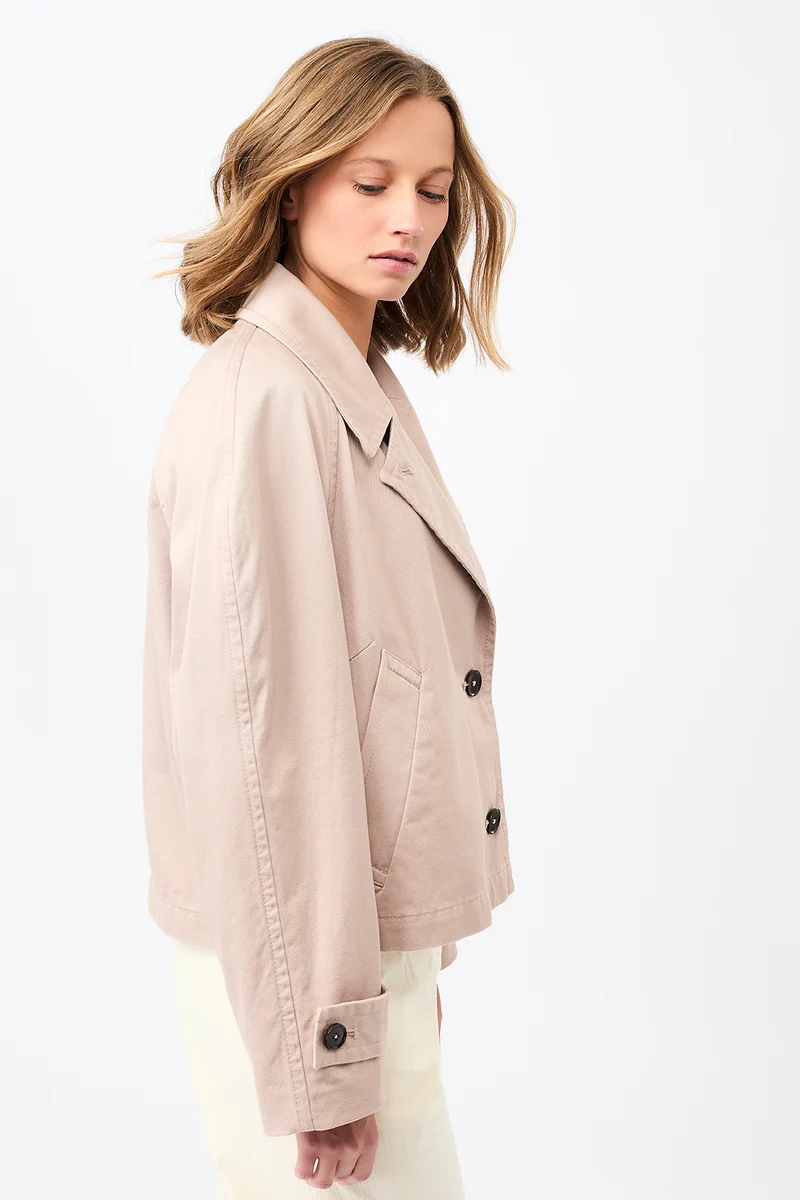 Kurze Trenchjacke aus Bio-Baumwolle (Blush)