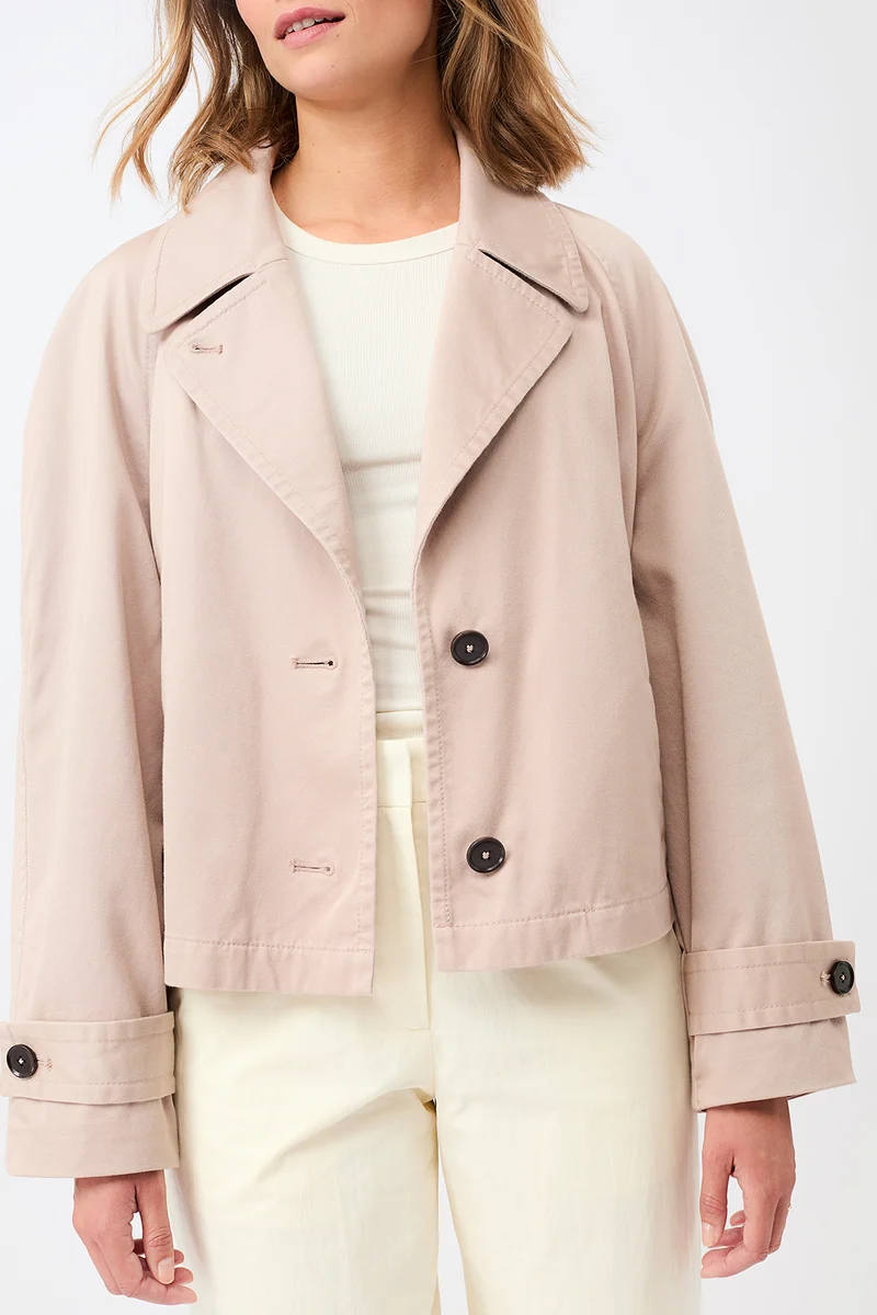 Kurze Trenchjacke aus Bio-Baumwolle (Blush)