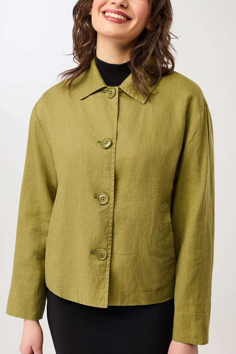 Schlichte Jacke aus Leinen (Green Olive)
