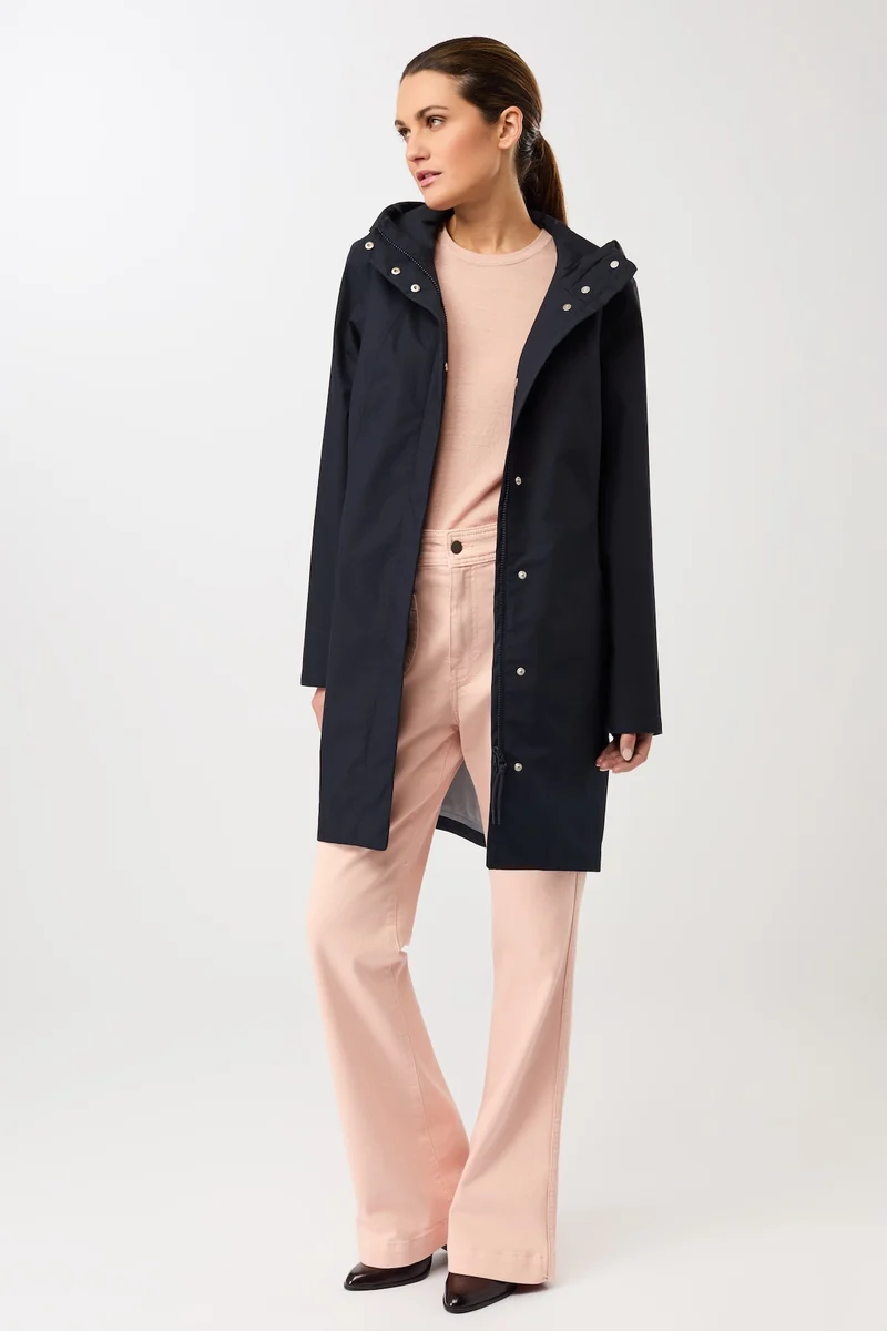 Schmaler Regenparka mit verdecktem Reissverschluß (Navy)