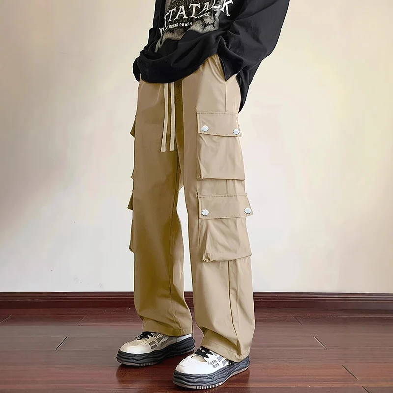 Herren Locker sitzende Cargo-Hose mit mehreren Klapp- und Utility-Taschen & Kordelzugbund Drune