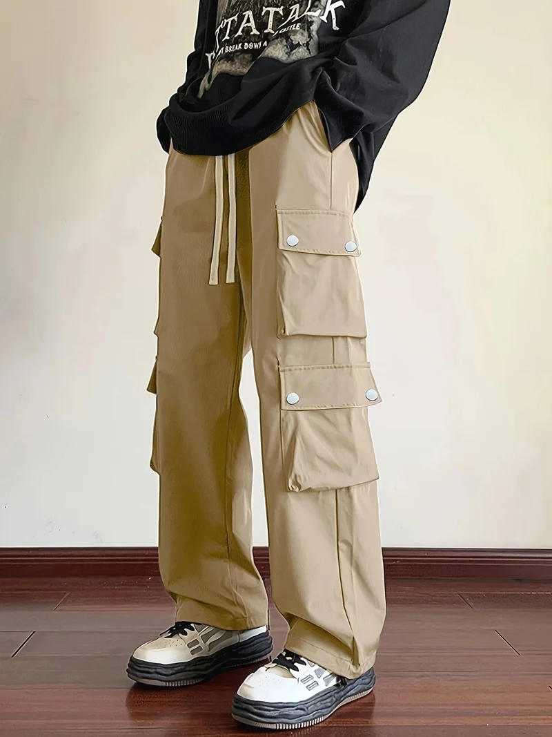 Herren Locker sitzende Cargo-Hose mit mehreren Klapp- und Utility-Taschen & Kordelzugbund Drune